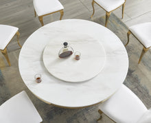 Load image into Gallery viewer, Unico White/Gold Faux Marble Dining Set D605