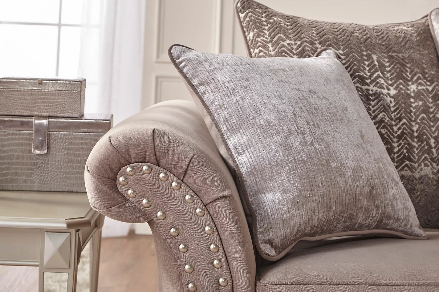 Cosmo Putty Fabric Sofa and Loveseat without Chair S7500