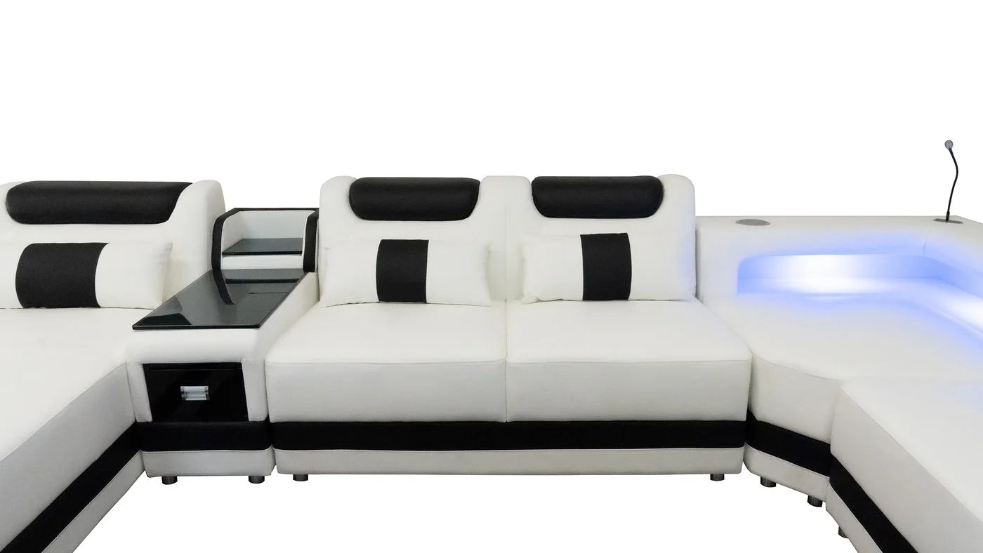 Matrix White 163" BLUETOOTH Sectional with Coffee Table and TV Stand S9916