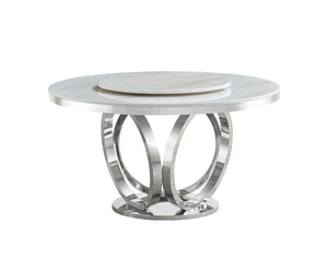 Maxi Silver/White Faux Marble Dining Set D615