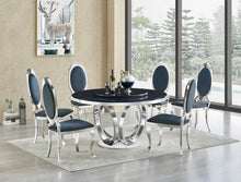Load image into Gallery viewer, Maxi Silver/Black Faux Marble Dining Set D615