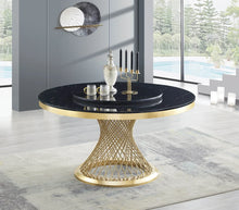 Load image into Gallery viewer, Unico Black/Gold Faux Marble Dining Set D605