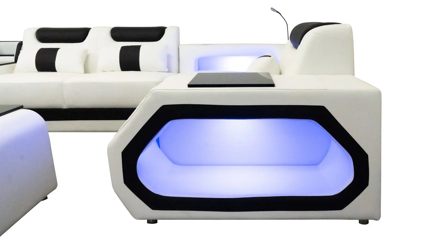 Matrix White 163" BLUETOOTH Sectional with Coffee Table and TV Stand S9916