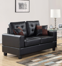 Load image into Gallery viewer, James Black Faux Leather Sofa and Loveseat HH7855