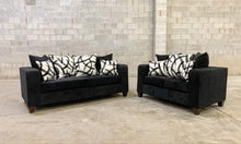 Load image into Gallery viewer, Monroe Black Fabric Sofa and Loveseat 110