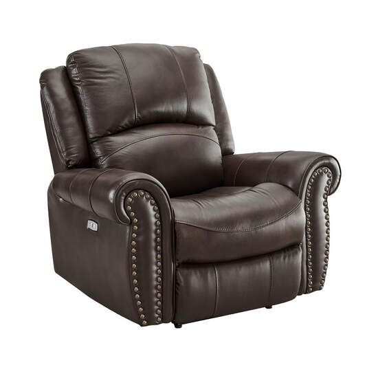 Italia Brown POWER/TOP GRAIN LEATHER 3pc Reclining Set