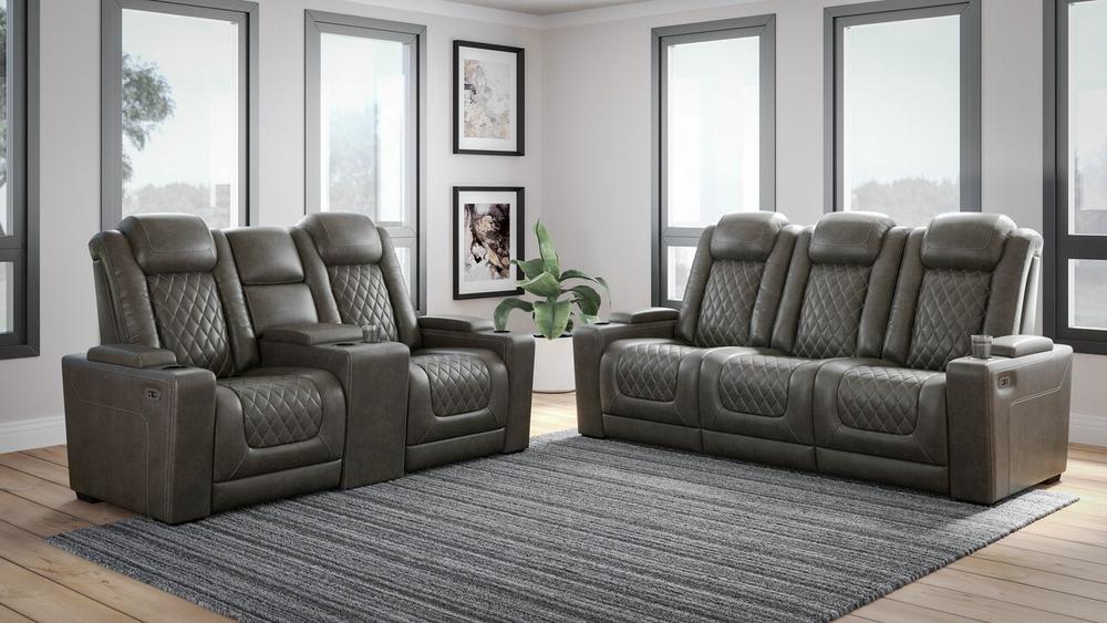 Hyllmont Gray POWER Reclining Sofa and Loveseat 93003