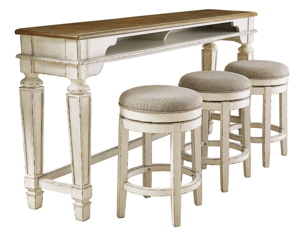 Realyn Chipped White Long Counter Height Set D743-52
