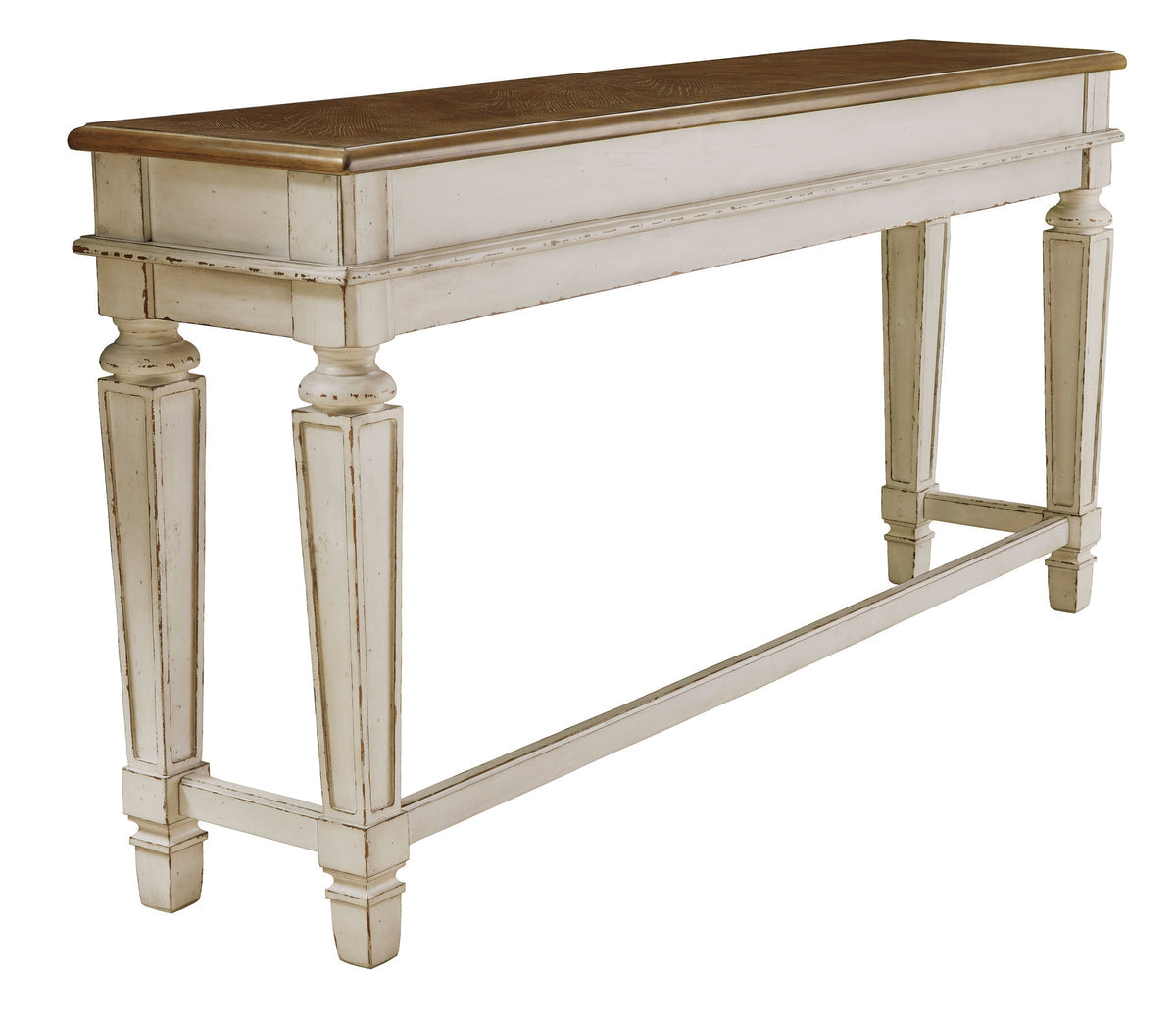 Realyn Chipped White Long Counter Height Set D743-52