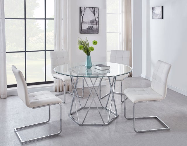 Escondido White 5pc Dining Room Table ED480