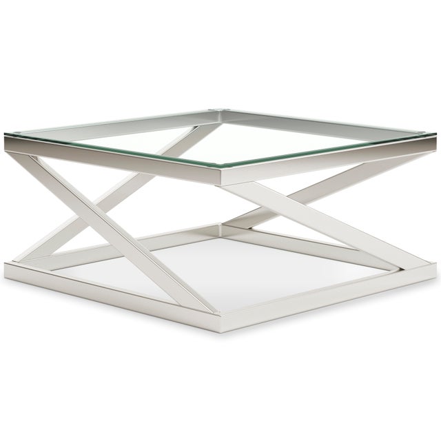 Coylin Brushed Nickel Finish Coffee Table
Set
T136
