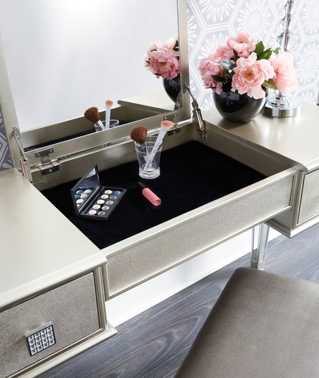Lonnix Silver Finish Vanity with Stool
B410-122