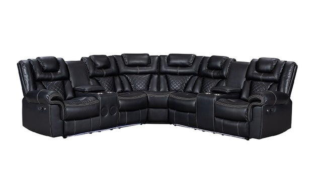 Alexa2023 Black LED/BLUETOOTH SPEAKERS Reclining Sectional