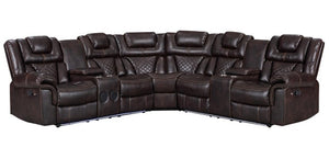 Alexa2023  Brown LED/BLUETOOTH SPEAKERS Reclining Sectional