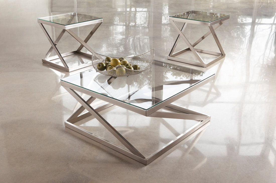 Coylin Brushed Nickel Finish Coffee Table
Set
T136