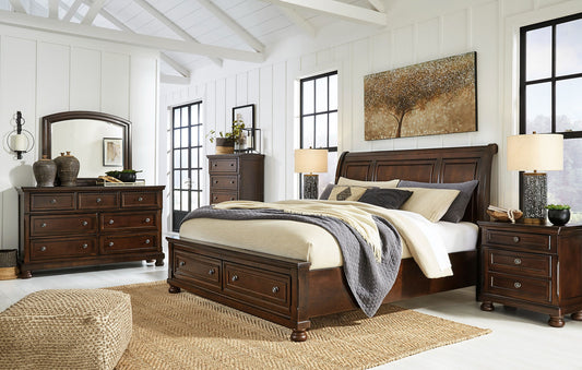 Porter Cherry Platform 4pc King Bedroom Set B697
