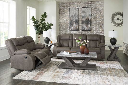 First Base Gunmetal Reclining Sofa and Loveseat 68804