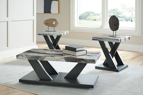 Cendill Dark Brown/White/Black Table (Set of 3) T403