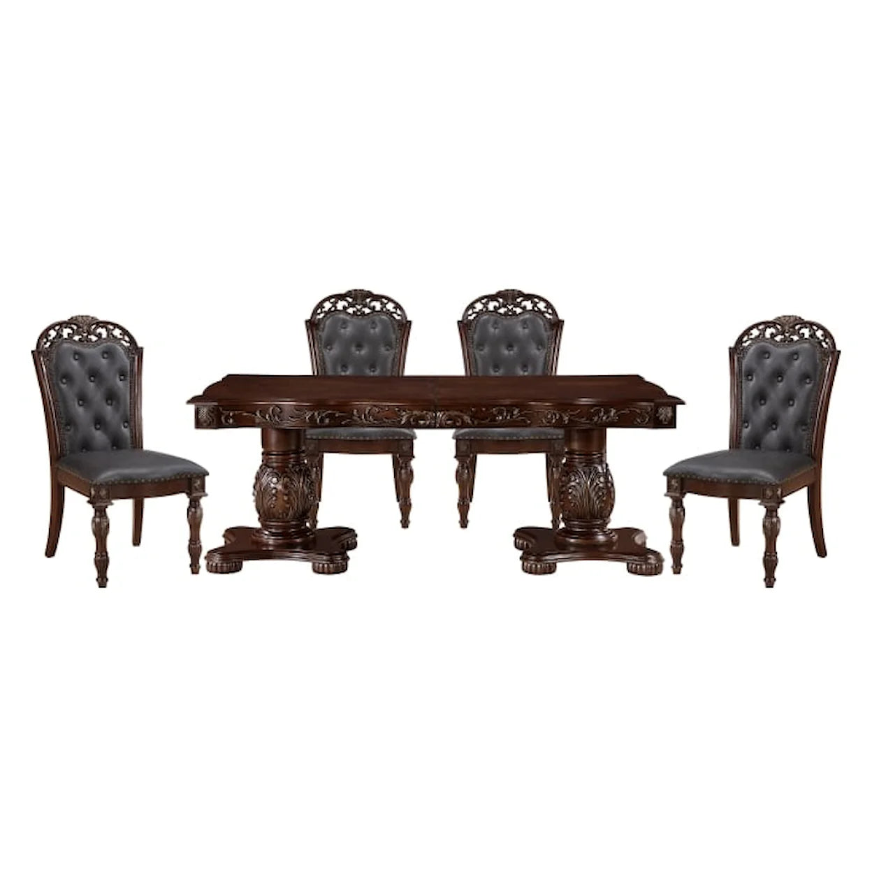 Adelina Cherry Birch Veneer Extendable  Dining Room Set 1468