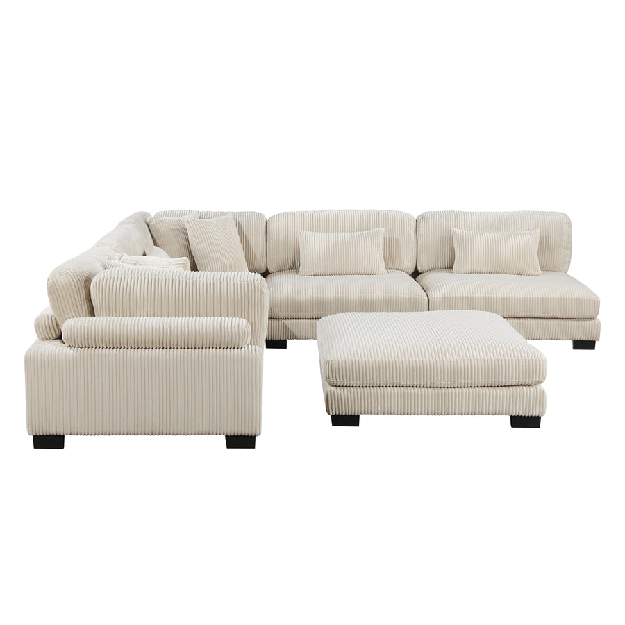 Traverse Beige 6pc Modular Sectional with Ottoman 8555