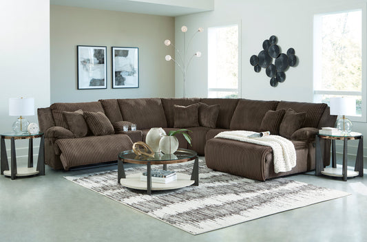 Top Tier Chocolate Reclining Sectional with Chaise 92705