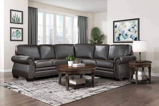 Wareham Dark Brown Top Grain Leather Sectional 9289