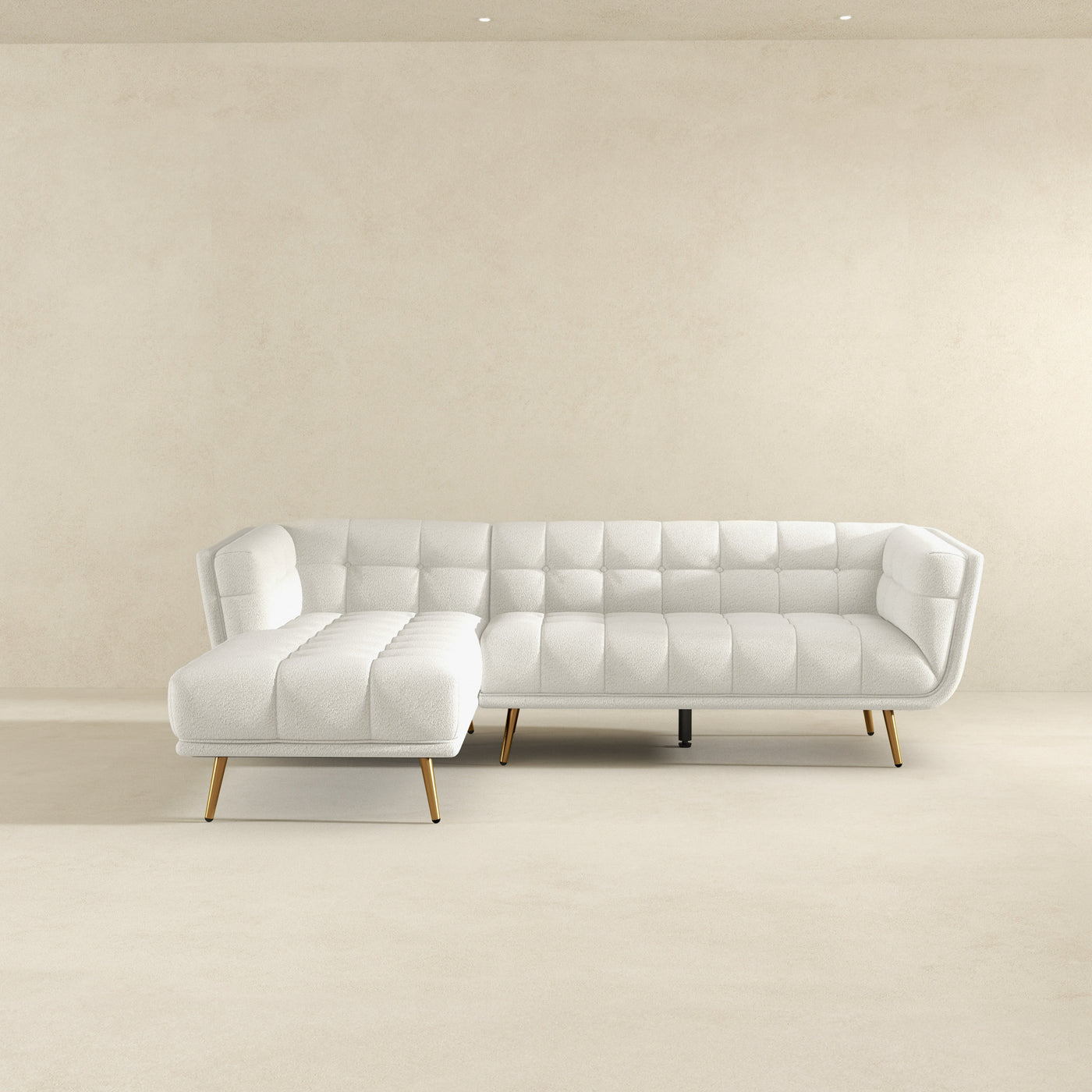 Addison 103" Left Sectional Cream Boucle Sofa