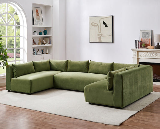 Aleny 140" Green Velvet Modular Corner Sectional