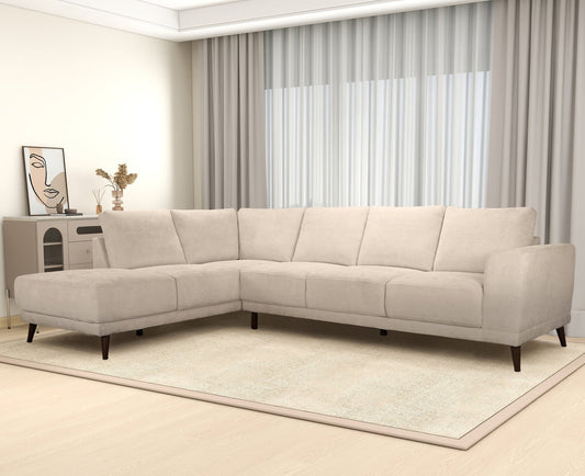 Amara 120"Left/Right Sectional Cream Fabric Sofa