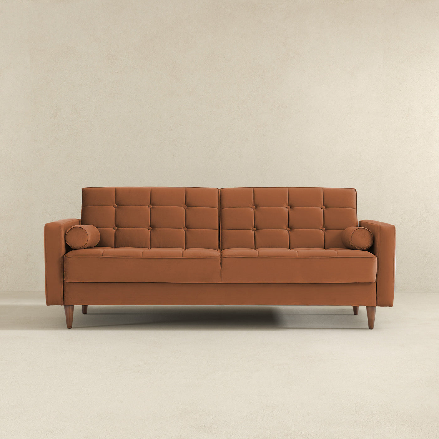 Benara 84" Burnt Orange Velvet Sleeper Sofa