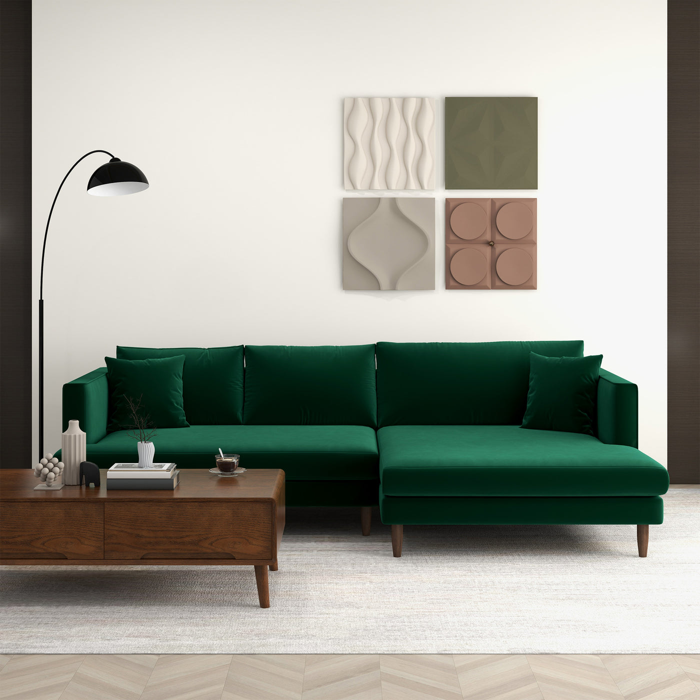 Blake 107" Green L-Shaped Sectional Sofa Left Facing