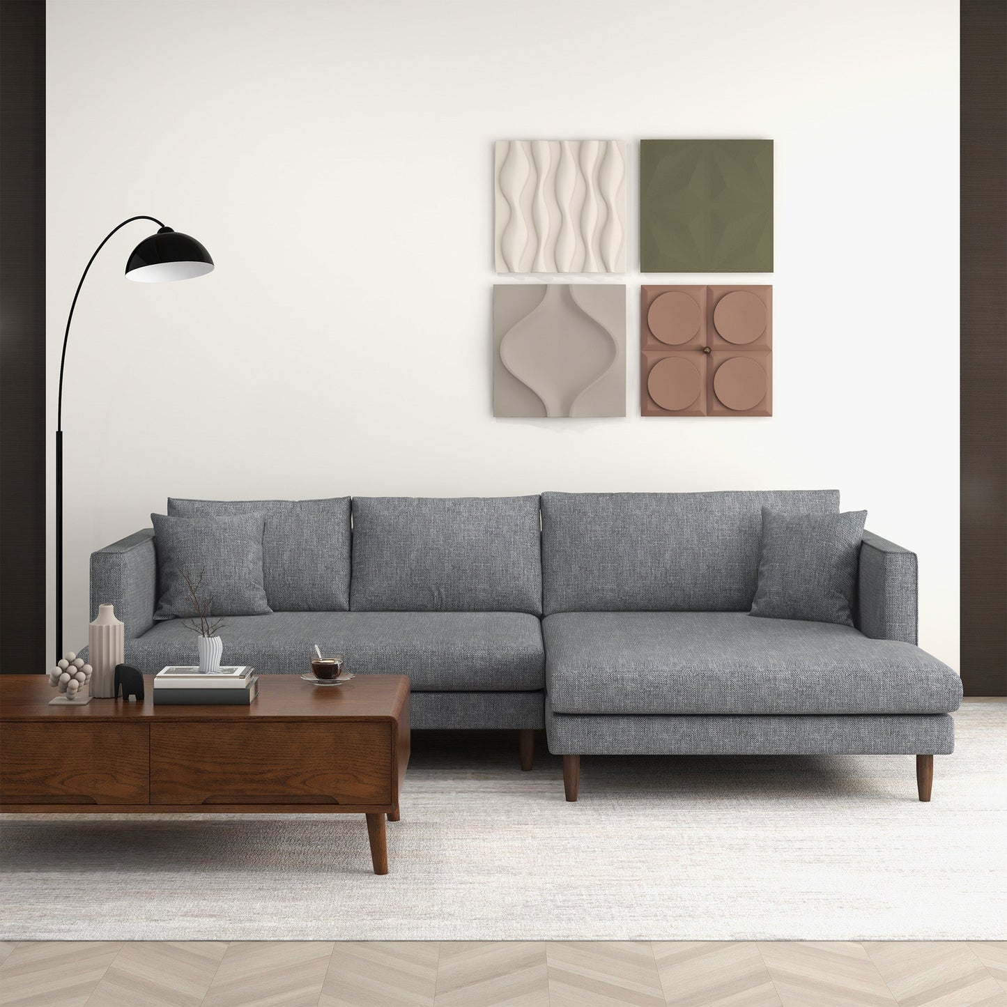 Blake 107" Grey L-Shaped Sectional Sofa Left Facing
