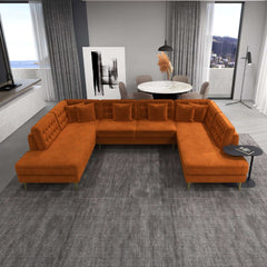 Brooke 131" Orange Velvet U Shape Corner Sectional