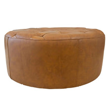 Load image into Gallery viewer, Seletar Mid-Century Modern Tan Leather Ottoman