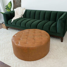 Load image into Gallery viewer, Seletar Mid-Century Modern Tan Leather Ottoman