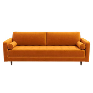 Anthony Mid-Century Modern Burnt Orange  Velvet Sofa
