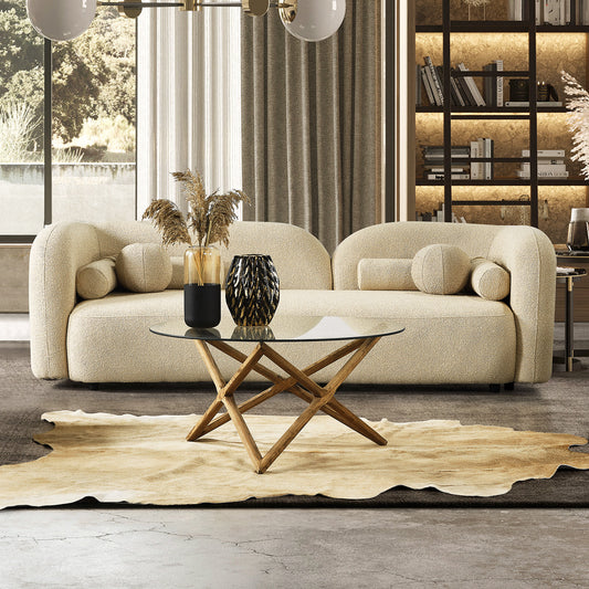 Donna Japandi Style Ivory Boucle Sofa