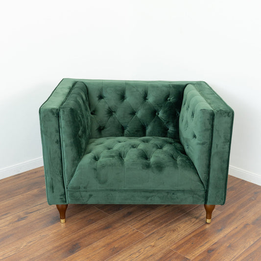 Evelyn Dark  Green Velvet Lounge Chair