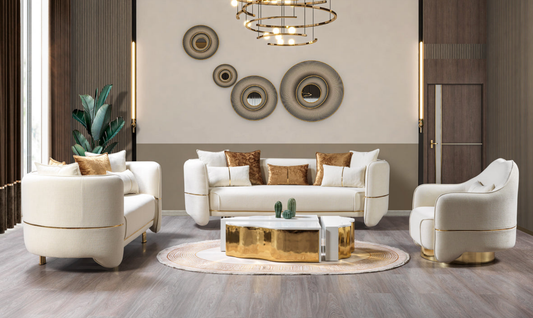 Helena Ivory Velvet Living Room Set