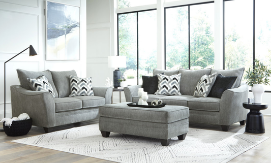 3850 Grey Chenille Sofa and Loveseat