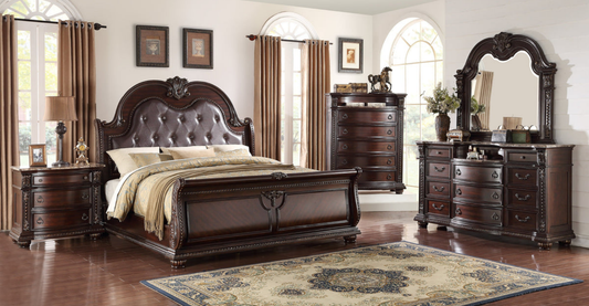 Stanley Cherry Upholstered Sleigh  Bedroom Set | B1600 - Harwin Furniture