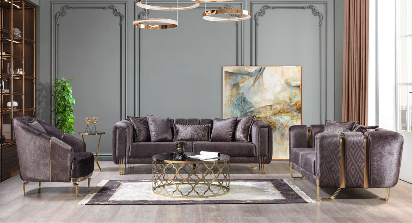 Santana Smoke Velvet Living Room Set