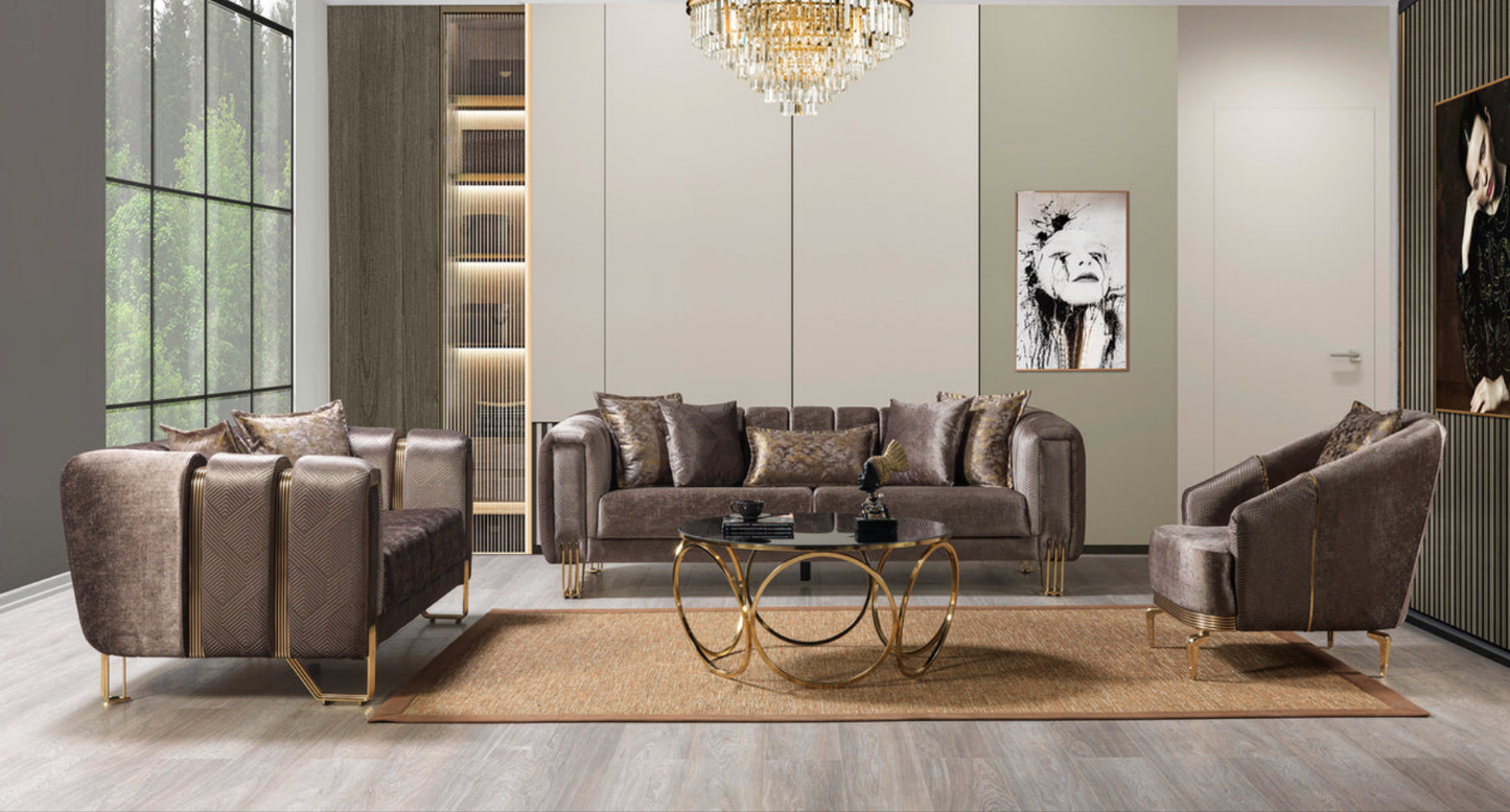 Santana Coffee Velvet Living Room Set