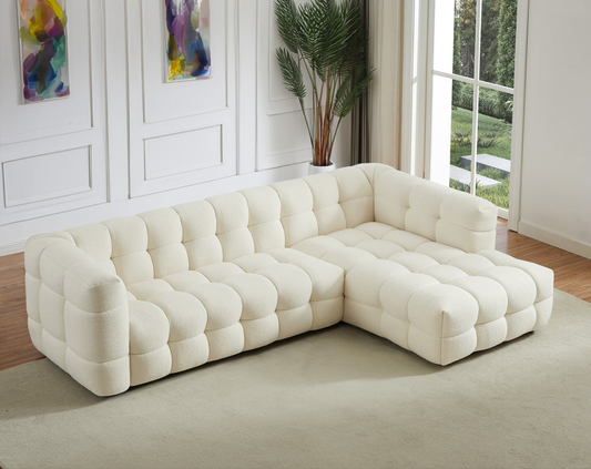 Morrison 140" Right Sectional Sofa Cream Boucle