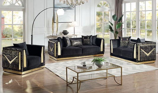 Monaco Black/Gold Living Room Set S4030