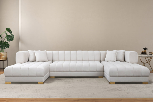 Marlow 142" Ivory Velvet U Shape Corner Sectional