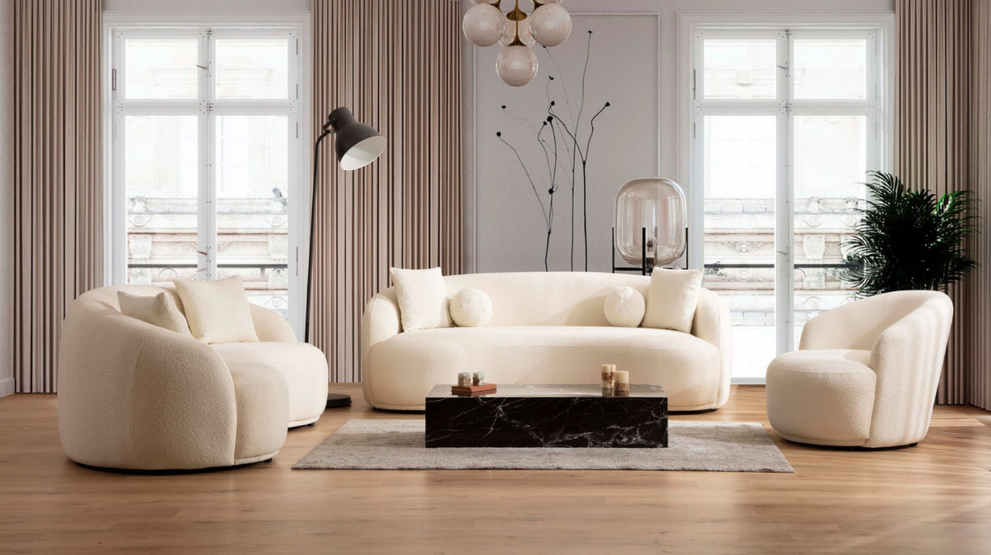 Bonita Ivory Boucle Living Room Set