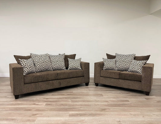 Mocha Fabric Sofa and Loveseat 110