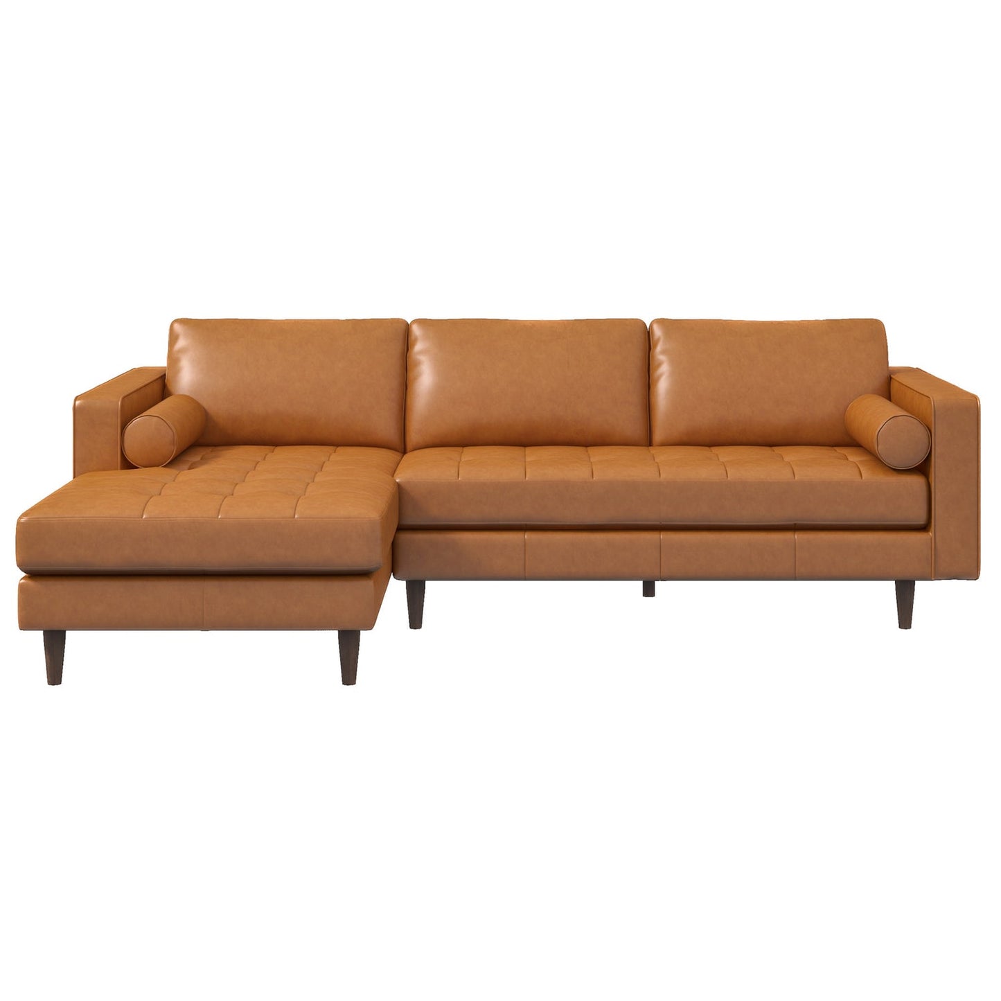 Anthony 101" Tan Leather L Shape Corner LAF Sectional