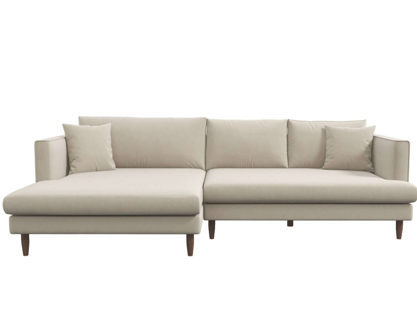 Blake 107" Cream Velvet L-Shaped Sectional Sofa Right Facing